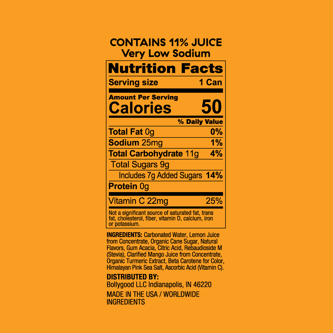Lemon Mango Turmeric Nutrition Facts