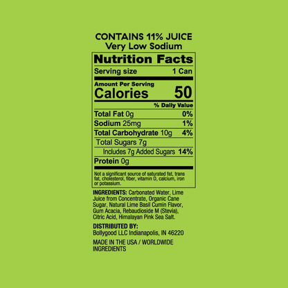 Lime Basil Cumin Nutrition Facts